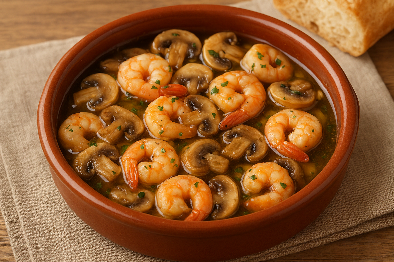 スペイン料理の定番アヒージョの作り方｜エビとマッシュルームの香り豊かなレシピ