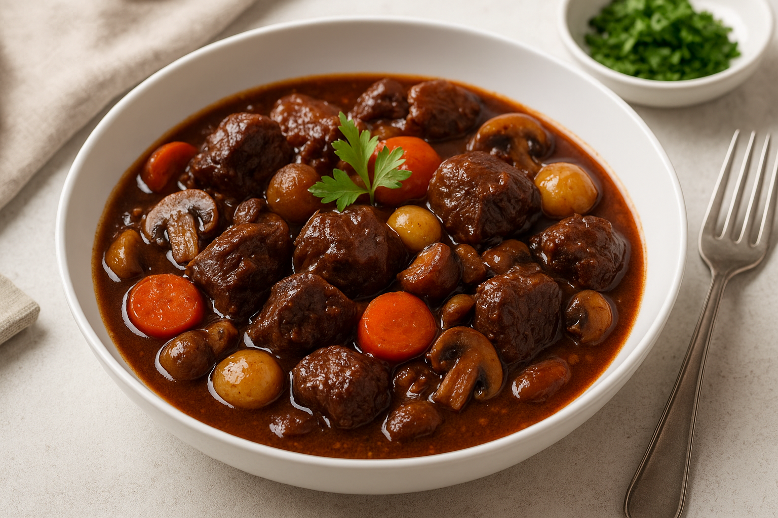 ブッフ・ブルギニョンのレシピ｜家庭で再現する本格フレンチの赤ワイン煮込み牛肉