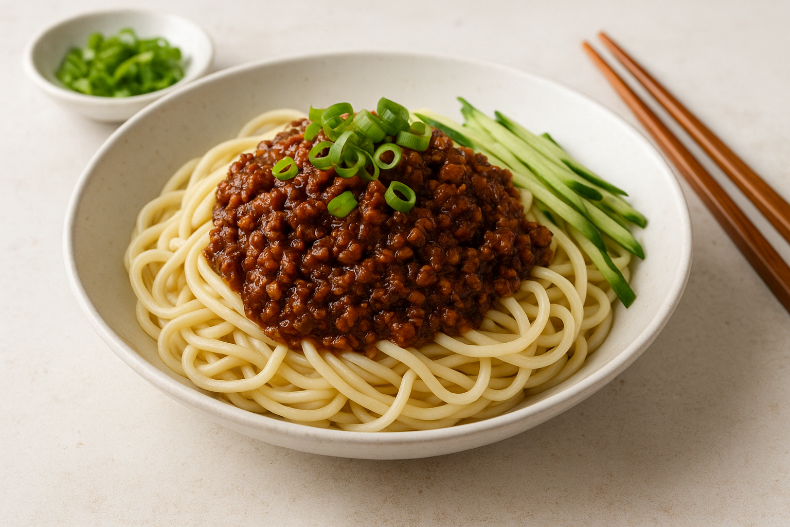 家庭で作る本格ジャージャー麺のレシピ｜挽き肉と香味野菜の四川風ソース